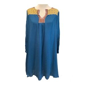 Sundance Suelta Blue Embroidered Mini Dress NWT Women’s Medium BOHO Lightweight